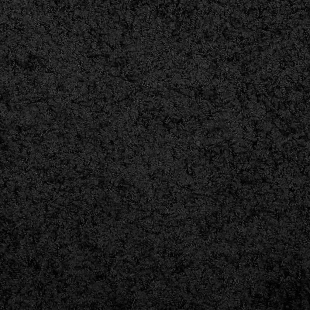 Χαλί Shaggy με Ψηλό Πέλος Μοντέρνο Μαύρο 120x120 εκ. - Μαύρο