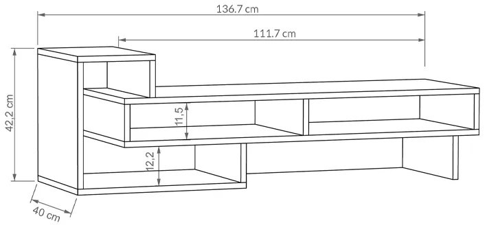 Έπιπλο τηλεόρασης Tetra Megapap χρώμα γκρι ρετρό 136,7x40x42εκ.