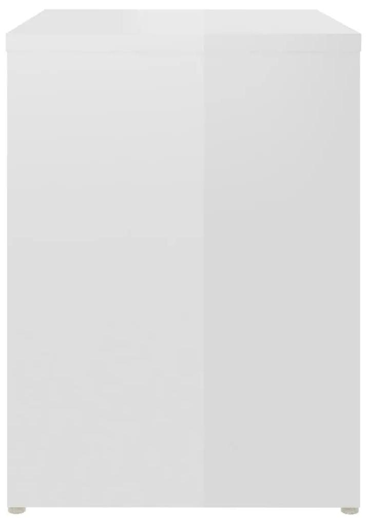 Κομοδίνο Γυαλιστερό Λευκό 40 x 30 x 40 εκ. Μοριοσανίδα - Λευκό
