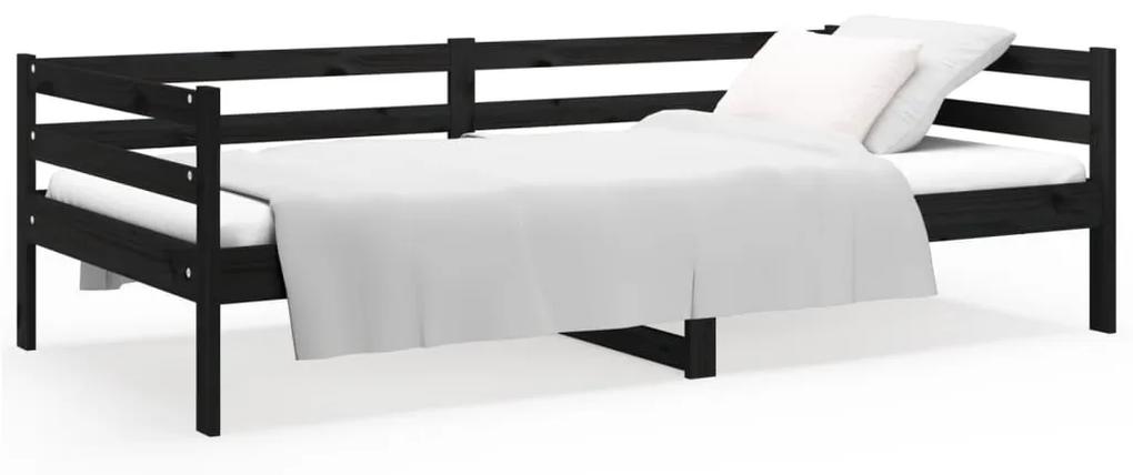 vidaXL Καναπές Κρεβάτι Μαύρος 80 x 200 εκ. από Μασίφ Ξύλο Πεύκου