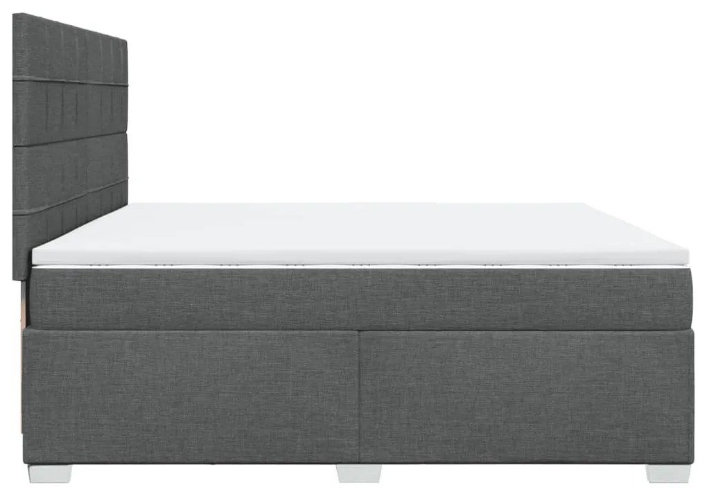 Κρεβάτι Boxspring με Στρώμα Σκούρο Γκρι 200x200 εκ. Υφασμάτινο - Γκρι