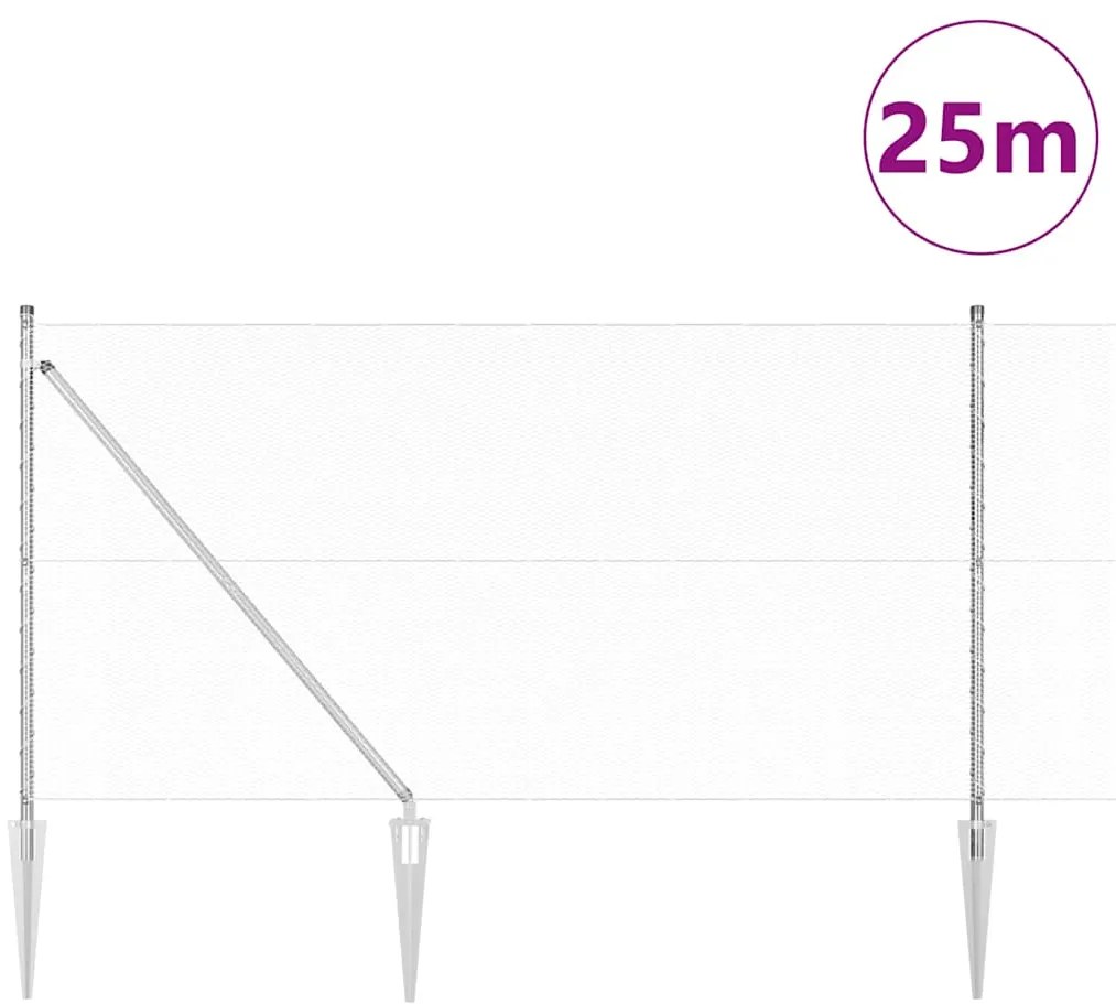 vidaXL Φράχτης με Στήλες. Ασημί 1.4 x 25 m Ατσάλι με επικάλυψη PVC