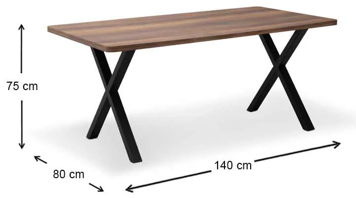 Τραπέζι Jeremy Megapap Mdf - μεταλλικό χρώμα καρυδί 140x80x75εκ.