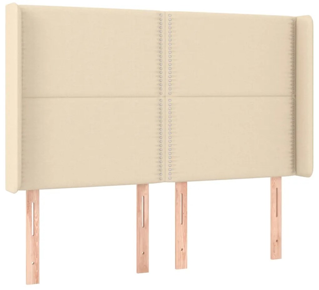 vidaXL Κρεβάτι Boxspring με Στρώμα &amp; LED Κρεμ 140x200 εκ. Υφασμάτινο