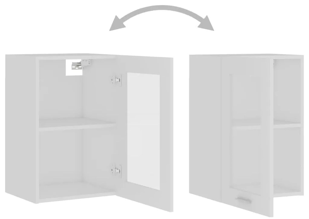 vidaXL Κρεμαστό Γυάλινο Ντουλάπι &quot;Lyon&quot; Λευκό 40x31x60 εκ. από Τεχνητό Ξύλο