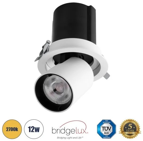 Χωνευτό Σποτ Downlight LED TrimLess 12W Λευκό-Μαύρο Θερμό 2700K VIRGO-M 60307 Globostar-60307-Λευκό 60307