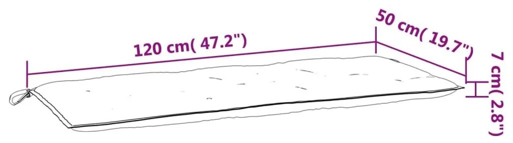 Μαξιλάρι Πάγκου Κήπου Κρεμ Λευκό 120x(50+50)x7εκ. Ύφασμα Oxford - Λευκό