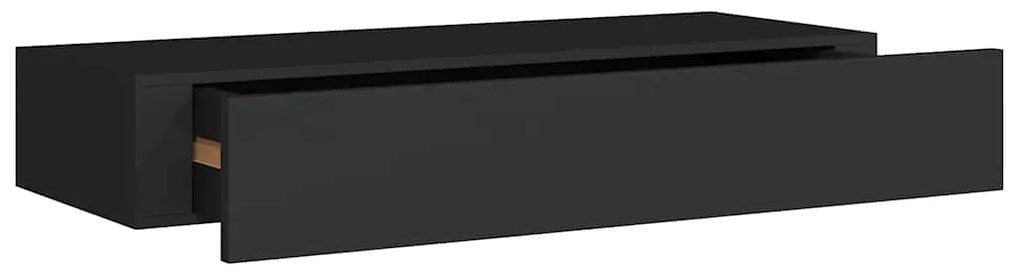 vidaXL Ράφια Τοίχου με Συρτάρια 2 Τεμ. Μαύρα 60 x 23,5 x 10εκ. από MDF