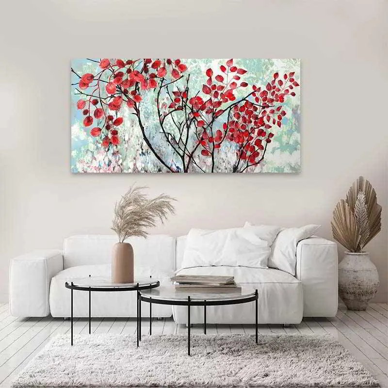 Πίνακας σε καμβά Red Leaves&quot; Megapap ψηφιακής εκτύπωσης 100x50x3εκ.&quot;
