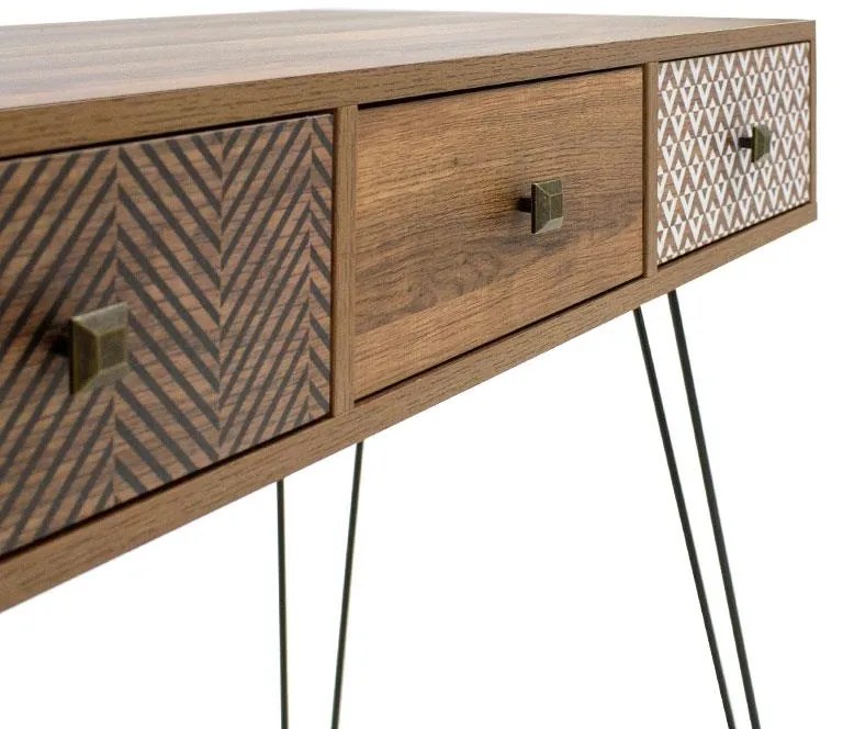 Κονσόλα Boho καρυδί με μεταλλικά πόδια 100x50,5x74,5εκ 100x50.5x74.5 εκ.
