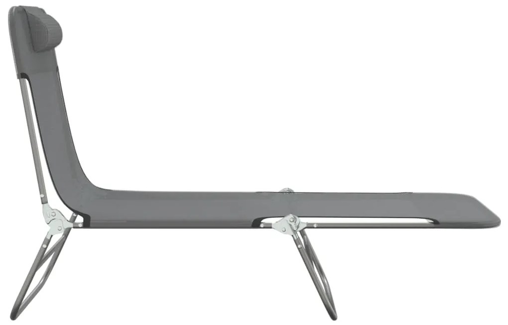 vidaXL Ξαπλώστρες Πτυσσόμενες 2 τεμ. Γκρι από Textilene &amp; Ατσάλι