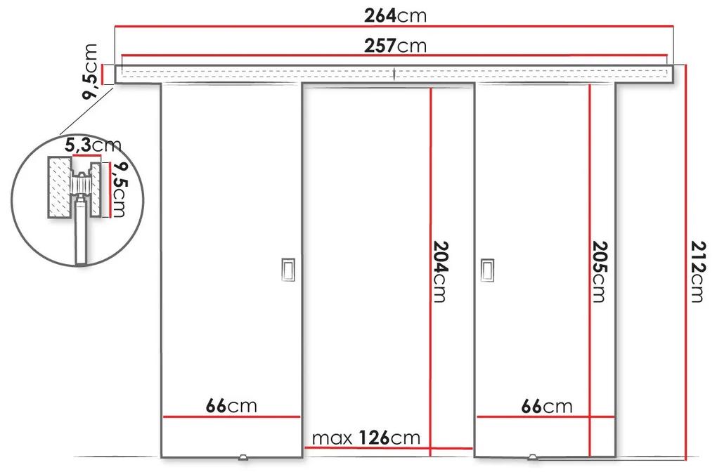 Συρόμενες πόρτες Dover 198, 33 kg, Γραφίτης, Πλαστικοποιημένη μοριοσανίδα, Γκρι, Αλουμίνιο | Epipla1.gr