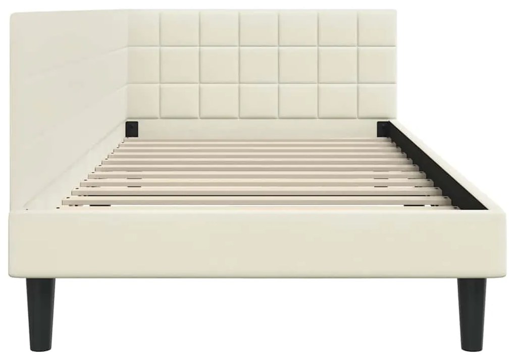 vidaXL Κρεβάτι Γωνίας με κεφαλάρι Κρεμ 90 x 190 cm Βελούδο