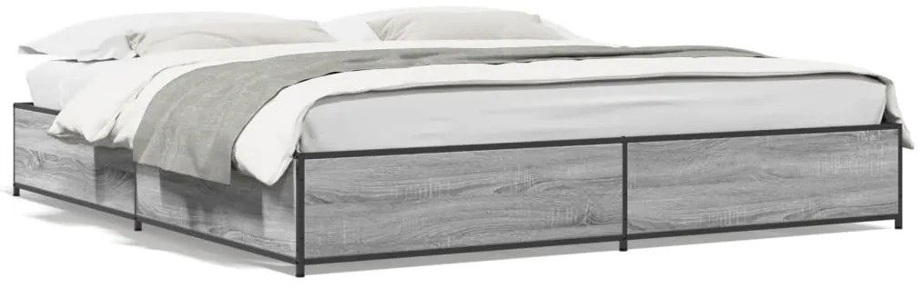 vidaXL Πλαίσιο Κρεβατιού Γκρι Sonoma 160x200 εκ. Επεξ. Ξύλο & Μέταλλο