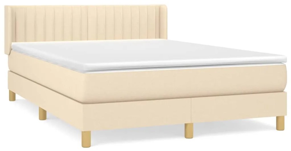 Κρεβάτι Boxspring με Στρώμα Κρεμ 140x190 εκ. Υφασμάτινο - Κρεμ