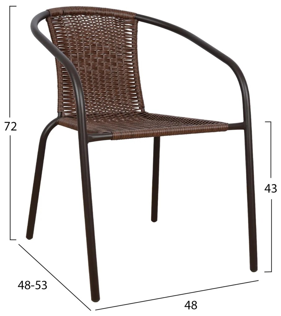 Καρέκλα - Πολυθρόνα CAMEL C5015.02 Μεταλλική Καφέ με Wicker 48x48-53x72 εκ. 48x53x72 εκ.