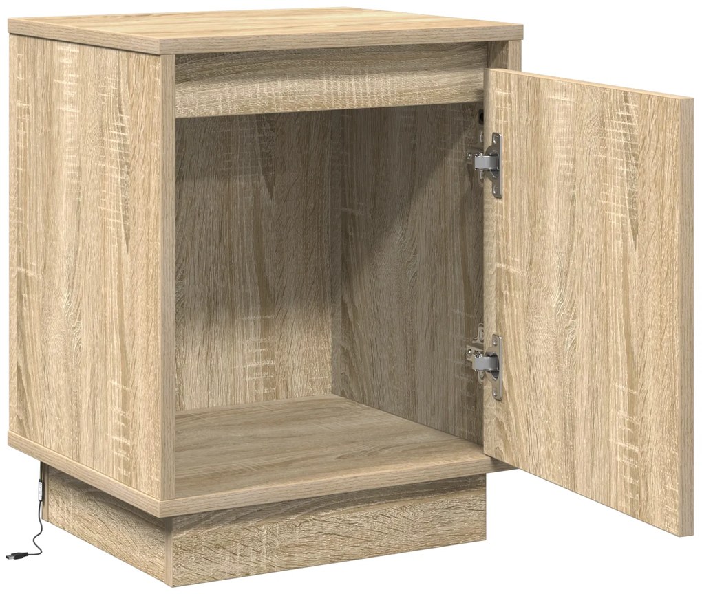 vidaXL Κομοδίνο με LED Φωτισμό Sonoma Oak 39x34,5x50 εκ