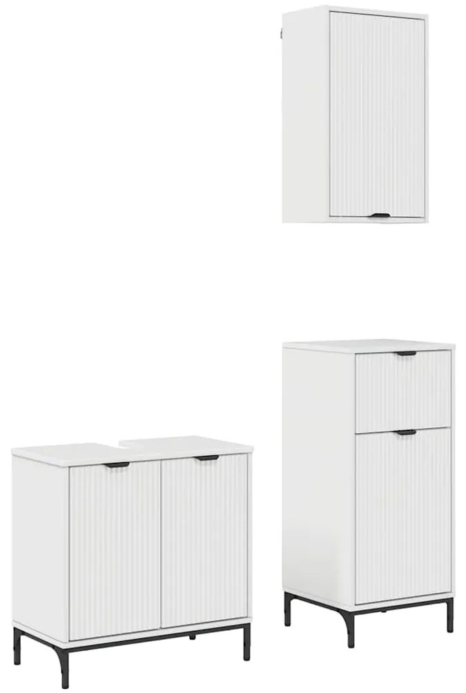 vidaXL Σετ Επίπλων Μπάνιου 3 pcs Γυαλιστερό λευκό 39.5 x 36 x 88 εκ