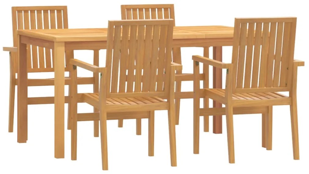 vidaXL Σετ Τραπεζαρίας Κήπου 5 Τεμαχίων από Μασίφ Ξύλο Teak