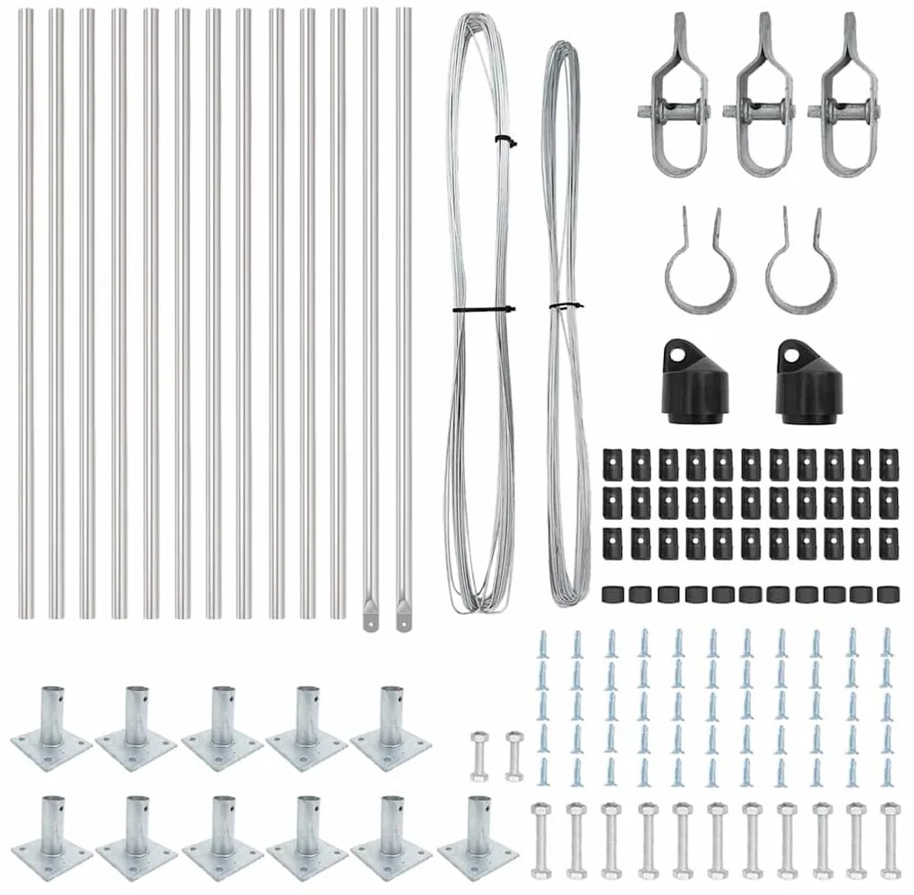 vidaXL Στύλος Περιφράξεων 13 pcs Ασημί Ατσάλι