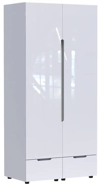 Ντουλάπα δίφυλλη Afina mdf σε λευκή glossy απόχρωση 100x57x213εκ