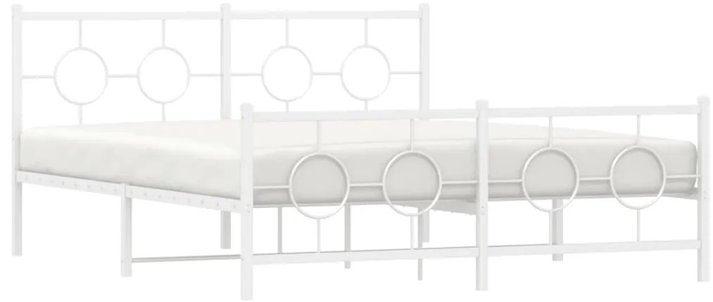 vidaXL Πλαίσιο Κρεβατιού με Κεφαλάρι&amp;Ποδαρικό Λευκό 90x190 εκ. Μέταλλο