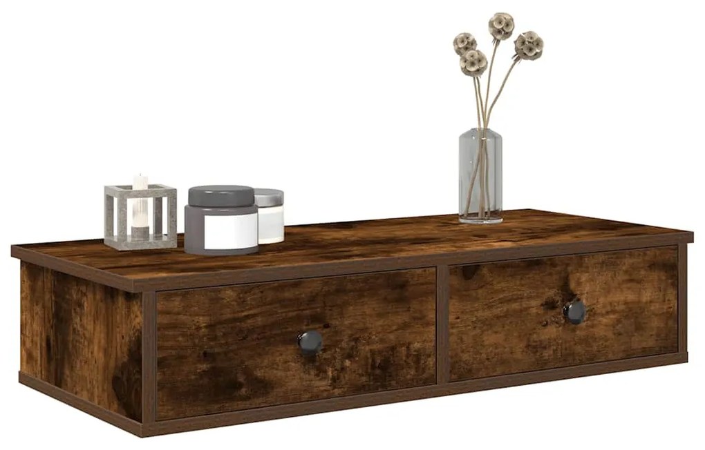 Ράφι τοίχου με συρτάρια Καπνιστή δρυς Κατασκευασμένο ξύλο