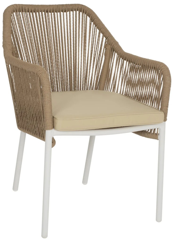 ΠΟΛΥΘΡΟΝΑ ΑΛΟΥΜΙΝΙΟΥ HM5855.01 ΛΕΥΚΟ ΜΕ ΣΧΟΙΝΙ WICKER PE ΜΠΕΖ 56x66x82 εκ.