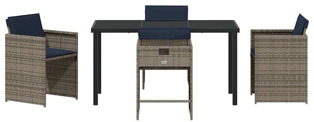 vidaXL Σέτ φαγητού για κήπο με μαξιλάρι 5 pcs Γκρι συνθετικό ρατάν