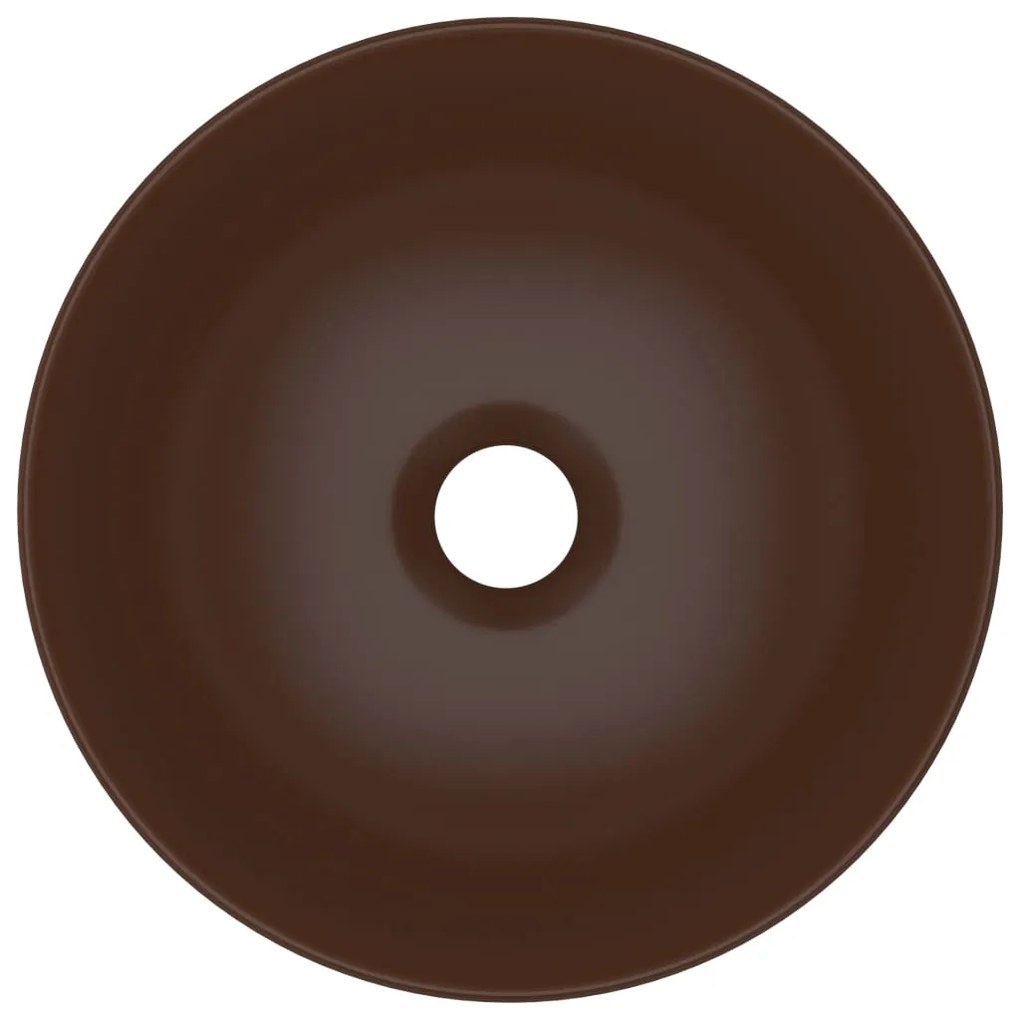 vidaXL Νιπτήρας Μπάνιου Στρογγυλός Σκούρο Καφέ Κεραμικός