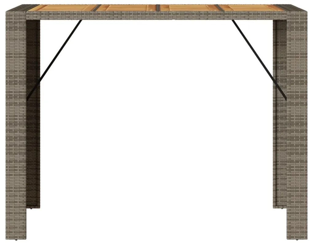 vidaXL Τραπέζι Μπαρ Κήπου Επιφ. Ακακίας Γκρι 145x80x110εκ. Συνθ. Ρατάν