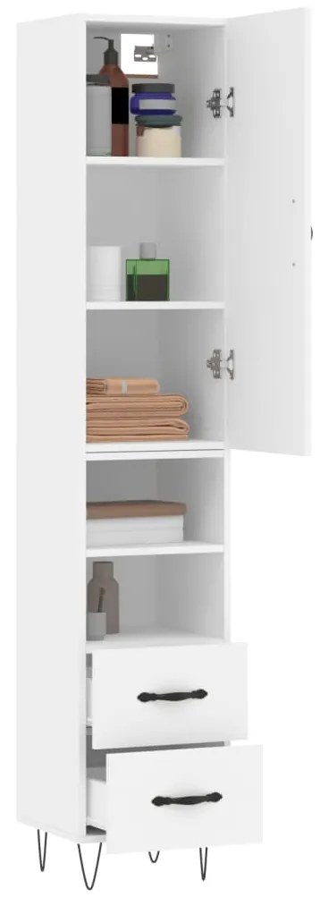 vidaXL Ντουλάπι Λευκό 34,5 x 34 x 180 εκ. από Επεξεργασμένο Ξύλο