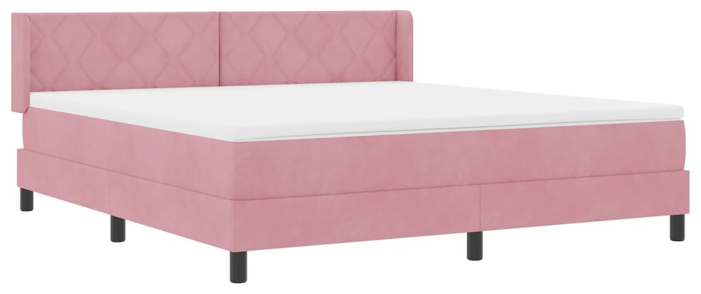 vidaXL Κρεβάτι Box Spring με στρώμα ροζ 180x200 εκ. Βελούδο