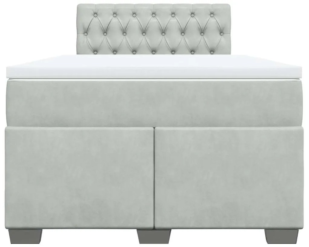 vidaXL Κρεβάτι Boxspring με Στρώμα Ανοιχτό Γκρι 120x190 εκ. Βελούδινο