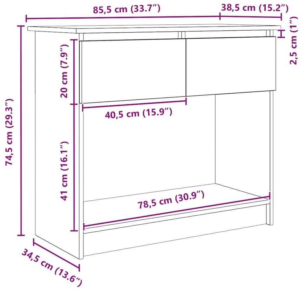 Τραπέζι κονσόλας με συρτάρια Μαύρο 85,5x38,5x74,5 cm - Μαύρο