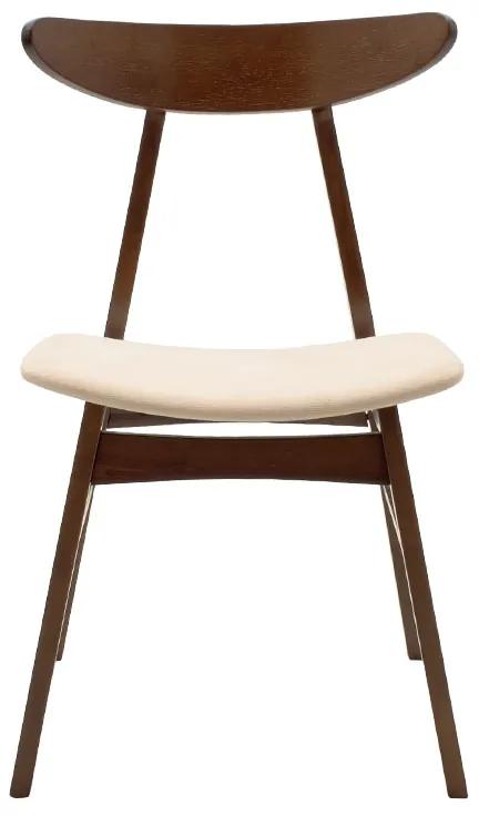 Καρέκλα Orlean pakoworld μπεζ ύφασμα-rubberwood καρυδί πόδι | Συσκευασία 2 τμχ