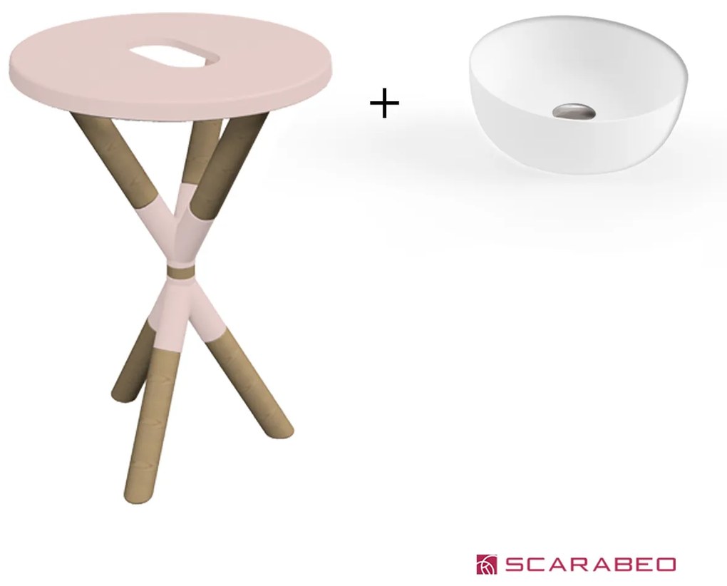 Scarabeo Cross 2501F0-9854 Antique Pink Πάγκος Με Νιπτήρα Glam Λευκό Ø33εκ.