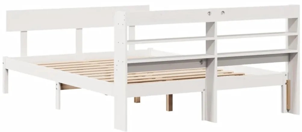 vidaXL Σκελετός Κρεβ. Χωρίς Στρώμα Λευκό 140x190 εκ Μασίφ Πεύκο