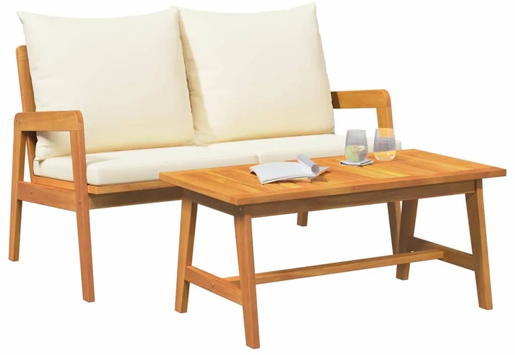 vidaXL Σετ μπιστρό με μαξιλάρι 2 pcs Φυσικό Λάδι Στερεό Ξύλο Ακακίας