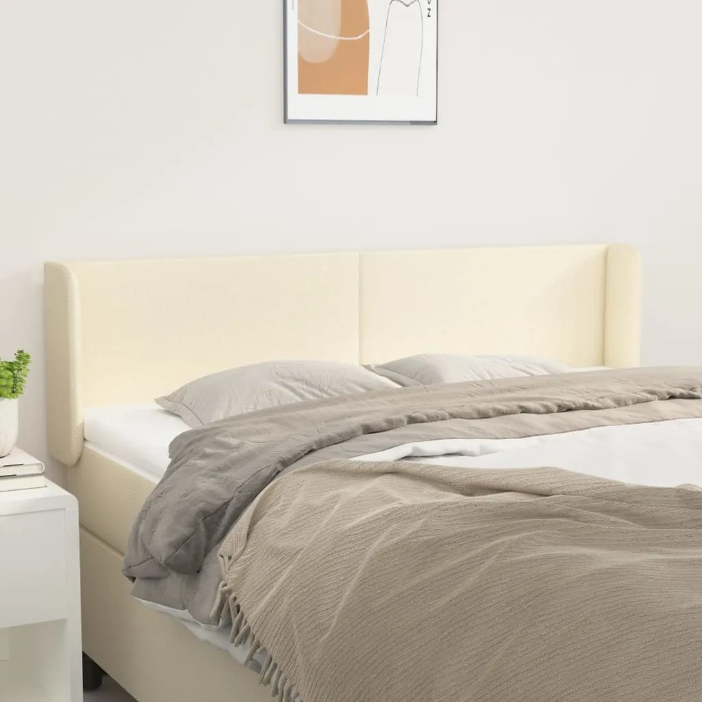 vidaXL Κεφαλάρι με Πτερύγια Κρεμ 147x16x78/88 εκ. Συνθετικό Δέρμα