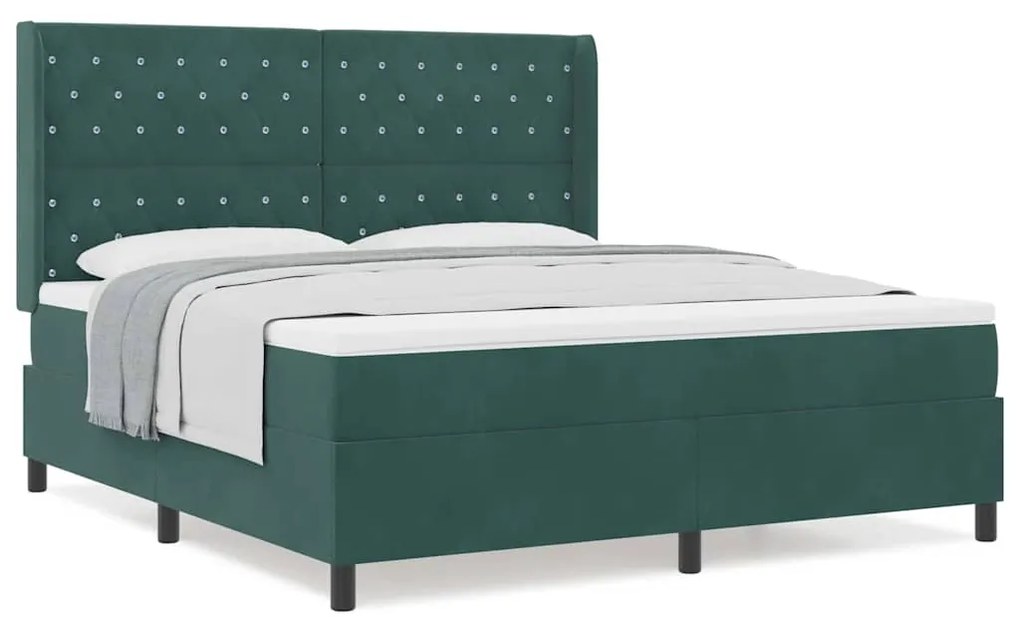 vidaXL Κρεβάτι με ελατήρια Σκούρο πράσινο 180 x 200 cm Βελούδο
