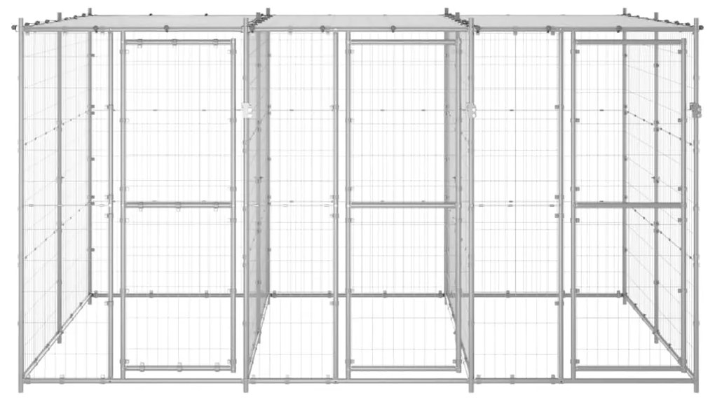 vidaXL Κλουβί Σκύλου Εξ. Χώρου με Στέγαστρο 7,26 μ² Γαλβ. Χάλυβας