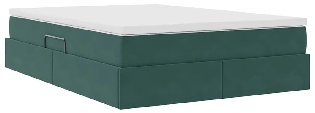 vidaXL Κρεβάτι με αποθηκευτικό χώρο και στρώμα Σκούρο Πράσινο