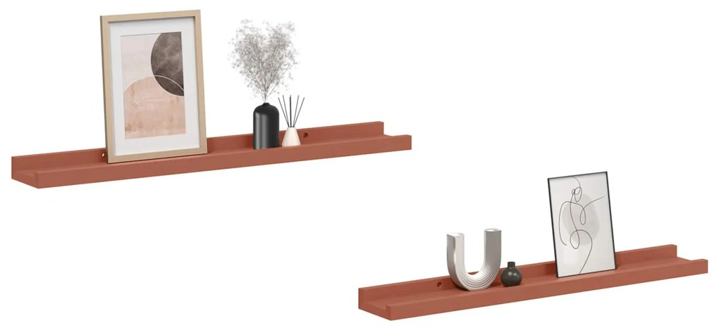 vidaXL Ράφι Τοίχου 2 pcs Κόκκινο 60 x 9 x 3 cm Επεξεργασμένο ξύλο
