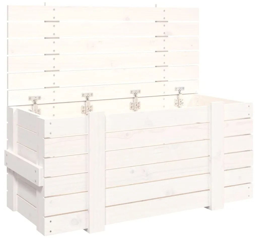 vidaXL Κουτί Αποθήκευσης Λευκό 91x40,5x42 εκ από Μασίφ Ξύλο Πεύκου