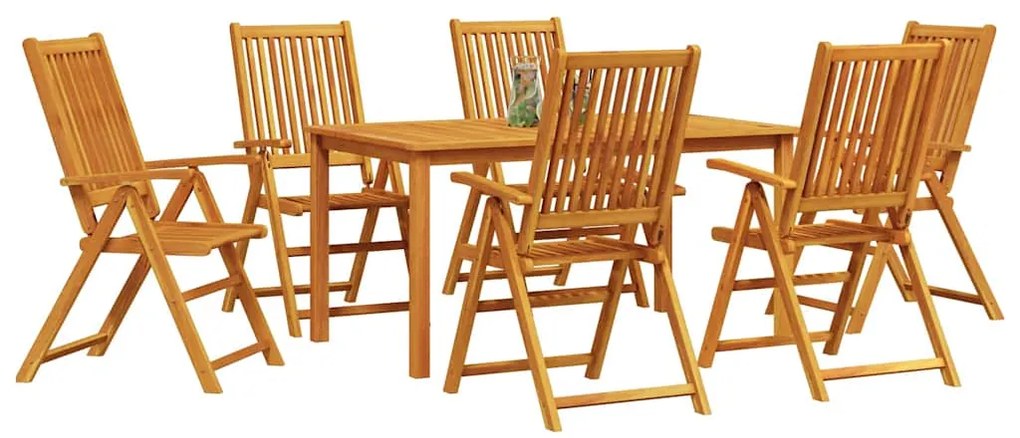 vidaXL Σέτ φαγητού για κήπο 7 pcs Καφέ Μασίφ ξύλο ακακίας