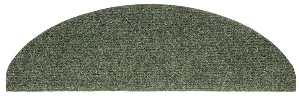 vidaXL Πατάκια Σκάλας Αυτοκόλ. 15 τεμ Πράσινα 65x21x4 εκ. Βελονιασμένο