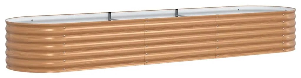 vidaXL Ψηλό Κρεβάτι Κήπου Καφέ με Ξύλινη Όψη 320 x 80 x 44 εκ. από Χάλυβα