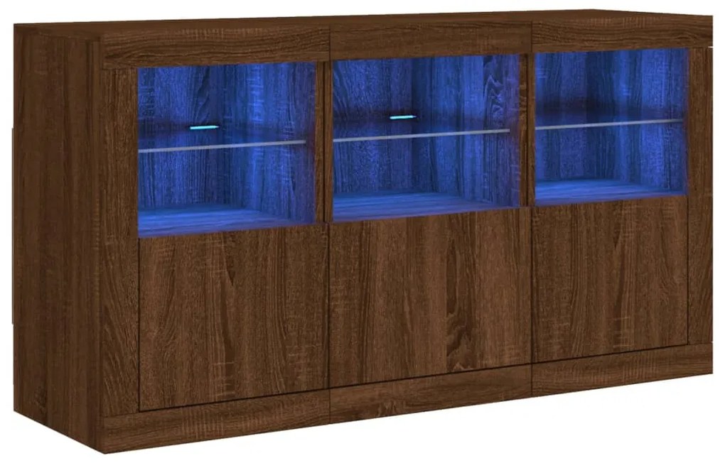 vidaXL Μπουφές με LED Καφέ Δρυς 123 x 37 x 67 εκ.
