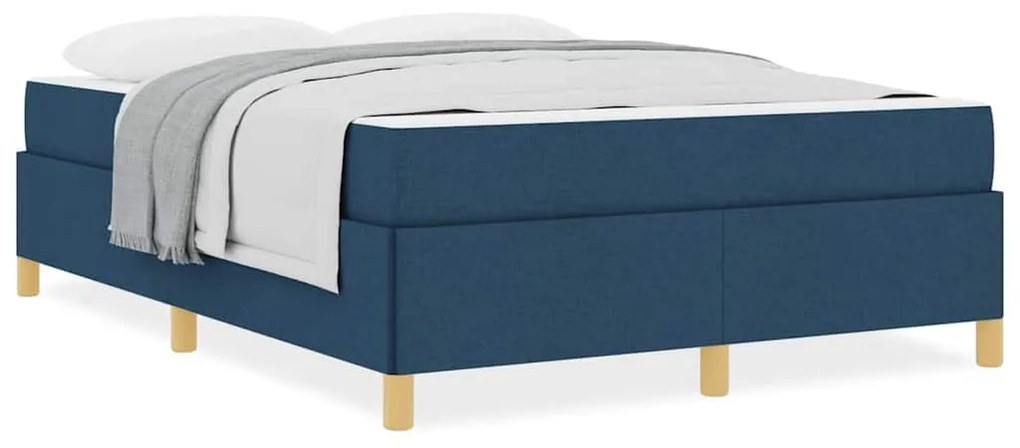 vidaXL Κρεβάτι με ελατήρια Μπλε και άσπρο 160 x 200 cm ύφασμα